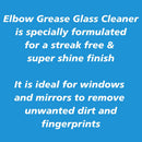 Elbow Grease Glass Cleaner Aerosol | Super Shine, Foaming Action | Cleans Windows, Mirrors, Glass |Streak Free | 1 x 400ml