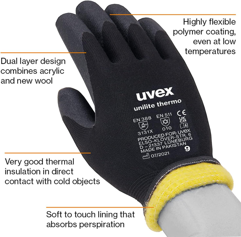 Uvex Unilite Medium Thermo Gloves {All Sizes}