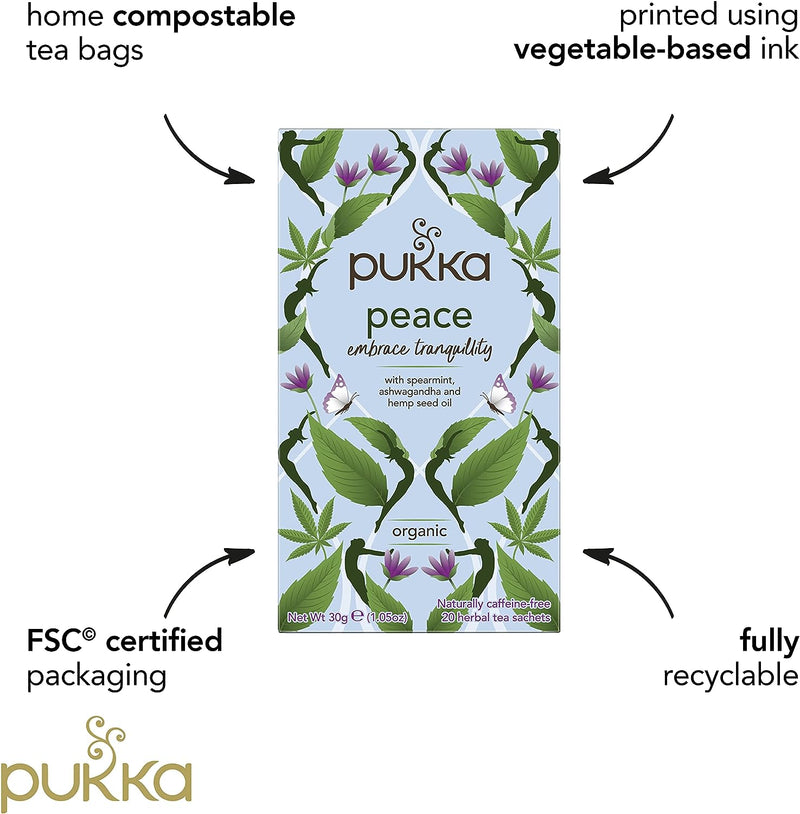 Pukka Tea Peace Individually Wrapped Organic Enveloped Tea 20's