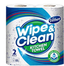 Velvet Wipe and Clean Kitchen Roll Towel Twin Pack