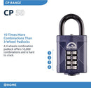 Squire Heavy Duty Padlock (Cp50) - Steel Shackle - 4 Wheel Combination (Blue, 50 Mm)