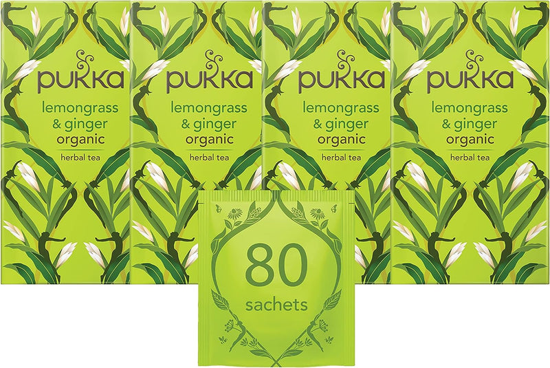 Pukka Tea Lemongrass & Ginger Individually Wrapped Enveloped Tea 20's