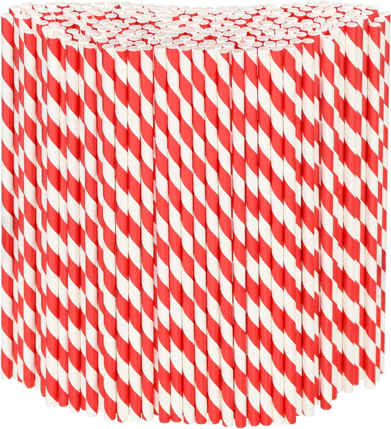 Belgravia Biodegradable Red & White Paper Stripey Straws Pack 500's