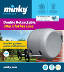 Minky Double Retractable Washing Line 30m | Grey Branded | 2 X 15m/95ft Drying Space