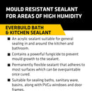 Everbuild Bath and Kitchen Acrylic Sealant – Anti Mould Formulation – White – 290ml cartridge