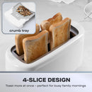 Daewoo Essentials Long Slot Toaster | 4 Slice | White