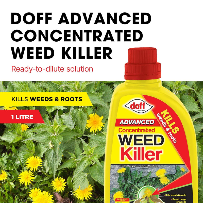 Doff Advanced Concentrated Weedkiller | Kills Deep Rooted Weeds | 1 Litre