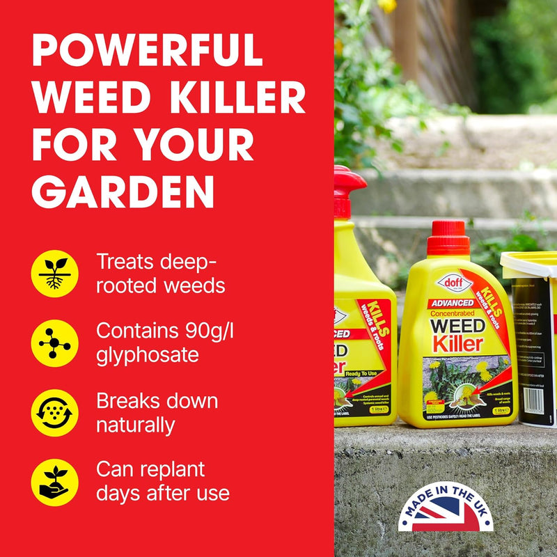 Doff Advanced Concentrated Weedkiller | Kills Deep Rooted Weeds | 1 Litre