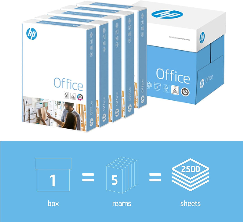 HP Printer Paper, Office A4 Paper, 210x297mm, 80gsm, 5 Ream Carton