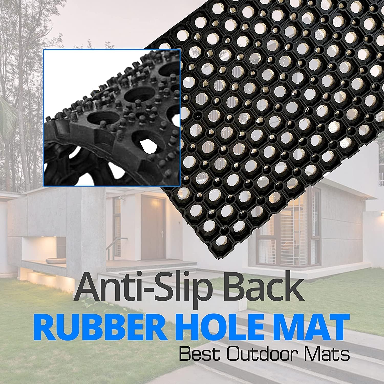 Fixtures Door Mat Heavy Duty 100 Rubber Black, 40 x 60 x 1.5