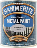 Hammerite Direct To Rust Metal Paint | Hammered Silver Finish 750ml