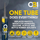 Ob1 Grey Multi-Surface Construction Sealant & Adhesive 290Ml