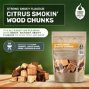 Green Olive Firewood Company - Orange, Lemon, Lime - Wood Chunks Blend for Smoking, 5L