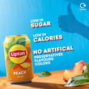 Lipton Peach Ice Tea | 330ml Can| 24 x 330ml Pack | Low calorie soft drink, 100% black tea extract.