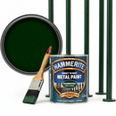 Hammerite Direct To Rust Metal Paint - Hammered Dark Green Finish 750Ml