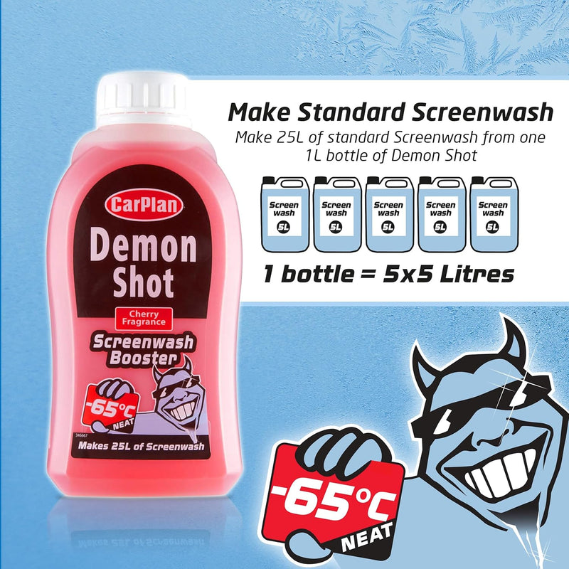 Carplan Demon Shot Screenwash Booster, 500 Ml, Creates 25 Litres Of Screen Wash