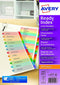 Avery 02002501 200 gsm A4 Pre-Printed Dividers, Multicoloured Tabs Jan-Dec