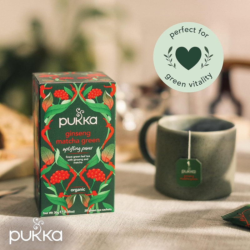 Pukka Tea Ginseng Matcha Green Individually Wrapped Enveloped Tea 20's