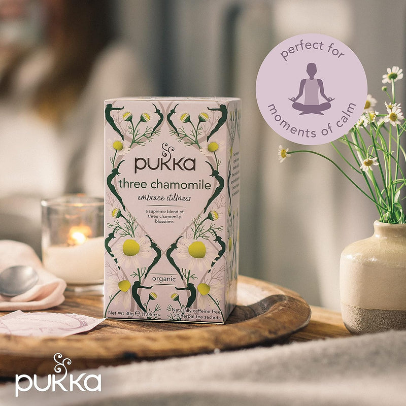 Pukka Tea Three Chamomile Individually Wrapped Enveloped Organic Tea 20's