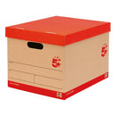 5 Star Storage Box with Lid Self-Assembly Kraft 321x392x291mm Red/Brown (Pack of 10) 924820