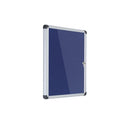 5 Star Glazed Noticeboard with Swing Door Locking Aluminium Frame Blue Felt 900x1200mm 937645