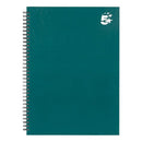 5 Star Wirebound Hardback Notebook Ruled A4 140 Page Teal (Pack of 5) 943474