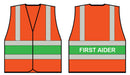 Hi Viz Vest Orange C/W First Aider On Back ALL SIZES