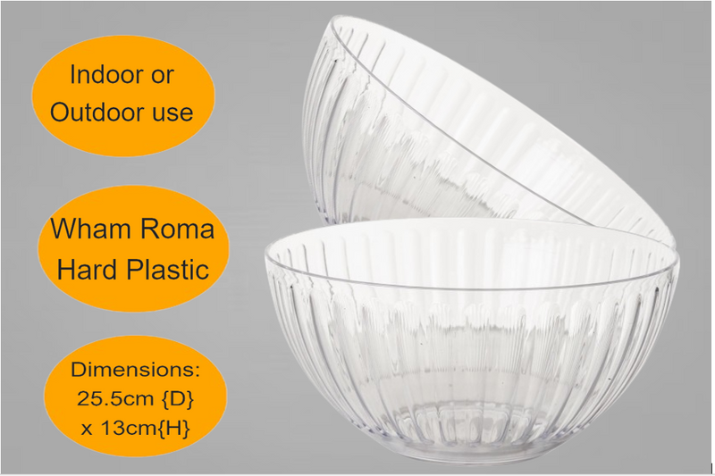 Wham Roma Clear Large Bowl 4L- Ideal for Salads, Rice, Pasta or Triffles.