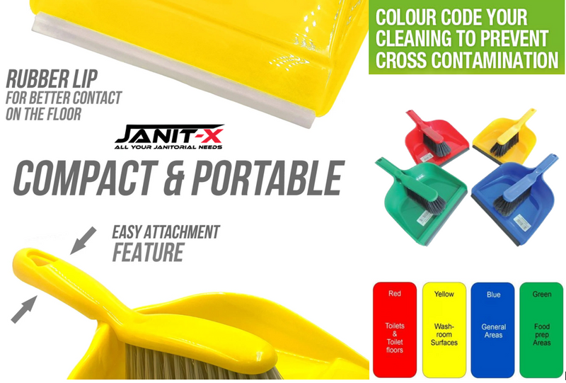 Janit-X Value Colour Coded Dustpan and Brush Set Red