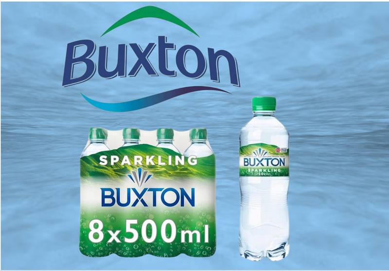 Buxton Sparkling Mineral Water 50cl Plastic Bottles (Pack of 8)