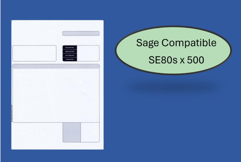 Sage (SE80S) Compatible A4 Invoice Forms 1-Part Pack 500's