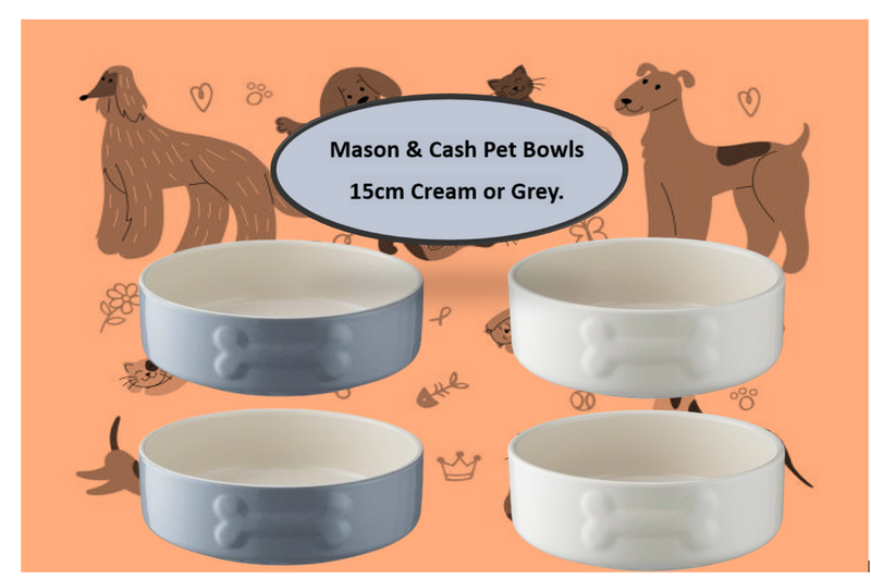 Mason Cash Quality Heavy Duty Stoneware Pet Bowls in Grey {15cm}