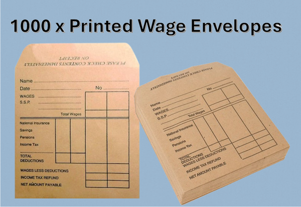 Printed Wage/Pay Envelopes 108x102mm 1000's