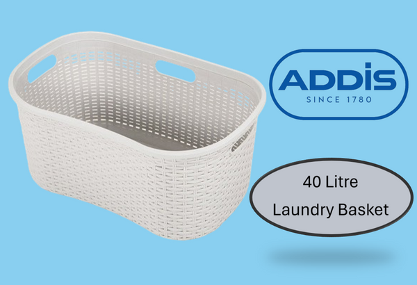 Addis Hipster Laundry Basket 40 Litre Rattan Effect Grey