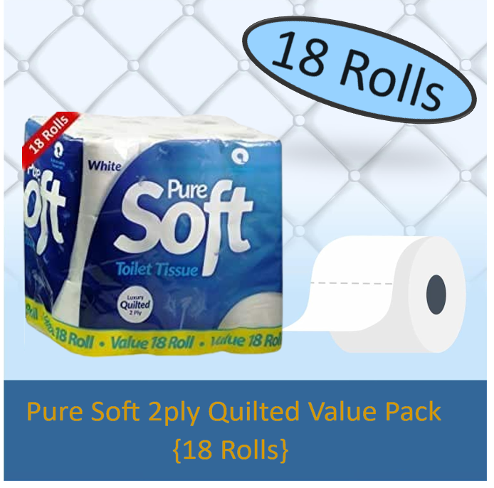 Pure Soft Value White Toilet Rolls 18 Pack