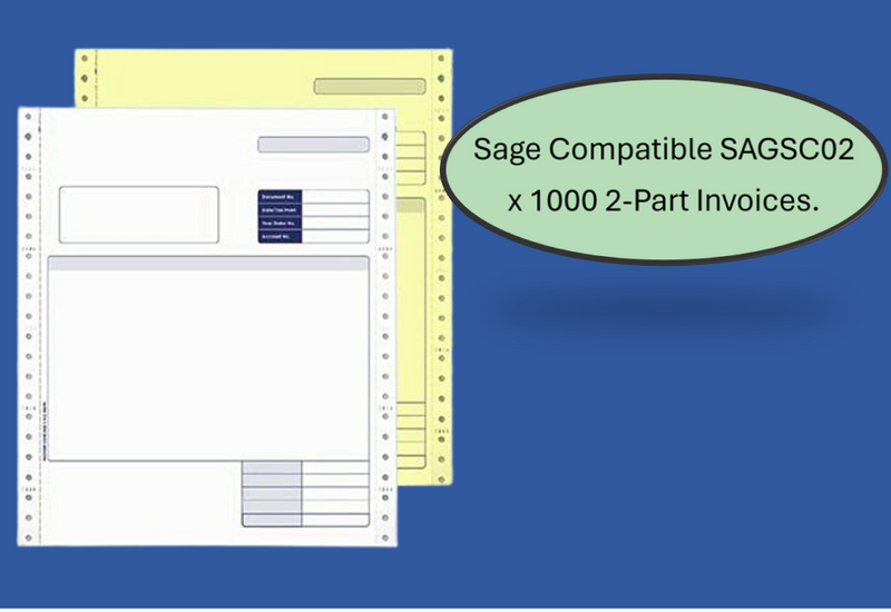 Sage (SAGSC02) Compatible 2 Part Dot Matrix Invoices Pack 1000's