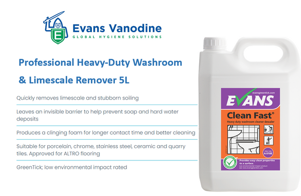Evans Vanodine Clean Fast Heavy Duty Washroom Cleaner 5 Litre