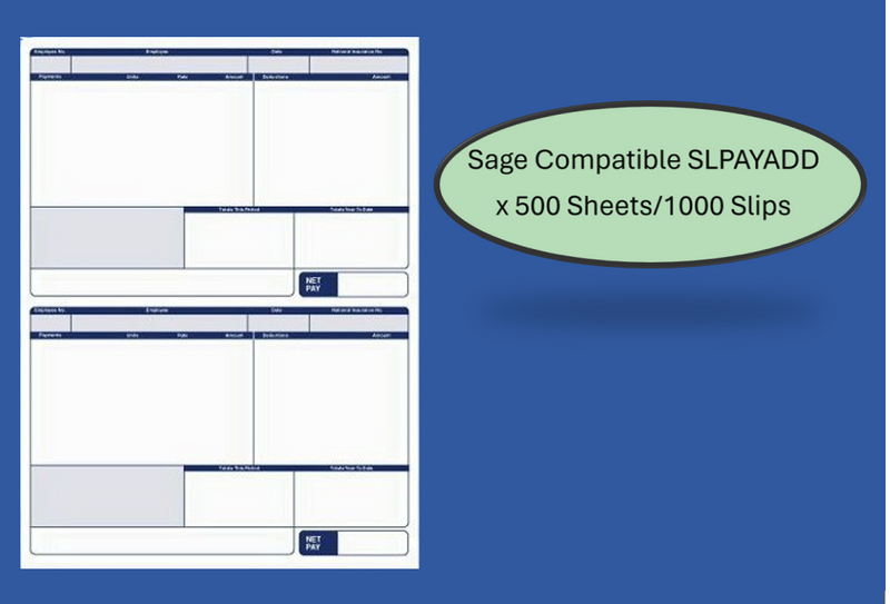 Sage (SLPAYADD) Compatible A4 Address Pay Advice Slips 1000's/500 Pages