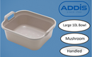 Addis Large 10L Washing Up Bowl With Handles In Light Mushroom