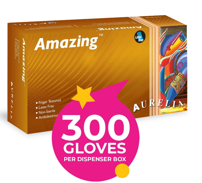 Aurelia Amazing Blue Powder Free Nitrile Gloves 300's (All Sizes)