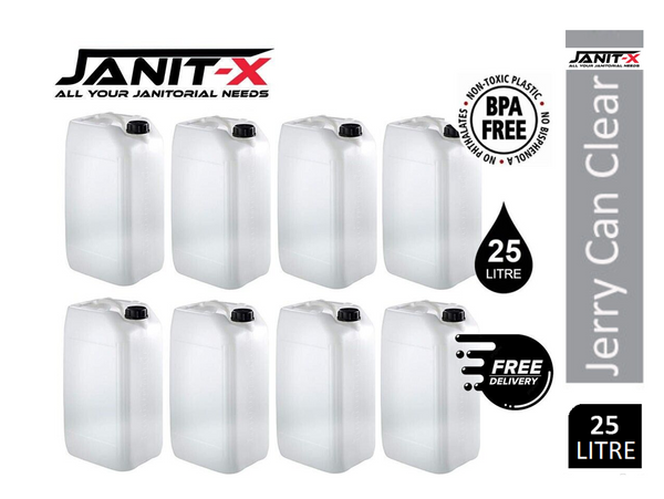 Janit-X 25L EcoStacker Container/Jerry Can CLEAR Includes Screw Top {Food Compliant}