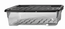 Strata Curve Clear Plastic Storage Box U/Bed 42 Litre (Black Lid) (HW209)