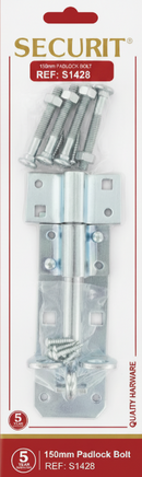 Securit Padlock Bolt | Galvanised Steel |15cm | S1428