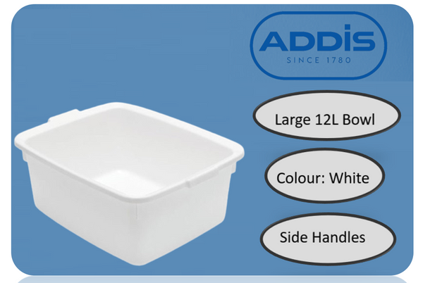 Addis Plastic Butler Large Rectangular Bowl, 12.5 Litre WHITE