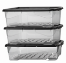Strata Curve Clear Plastic Storage Box U/Bed 42 Litre (Black Lid) (HW209)