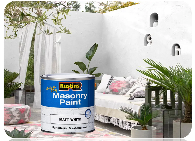 Rustins Masonry Paint | Matt White | Quick Drying | Low Odour | 250ml