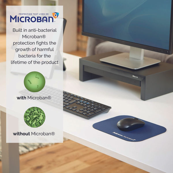 Fellowes Microban Antibacterial Mouse Mat Blue 5933905