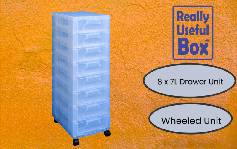 Really Useful Storage Boxes 8 x 7 Litre Clear Tower Clear Drawers