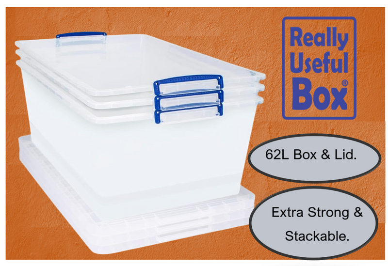Really Useful Clear Plastic (Nestable) Storage Box 62 Litre