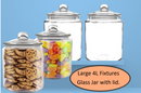 Large 4L Fixtures Glass Jar with Air Tight lid for Biscuits,Sweets,Coffee, etc..
